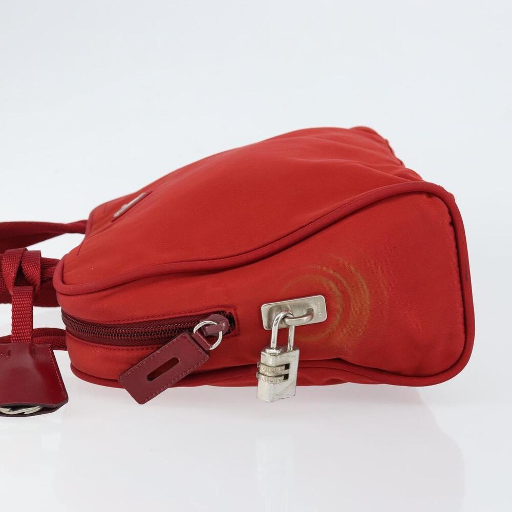 PRADA Hand Bag Nylon Red Silver Auth ep11558 - Picture 4 of 16